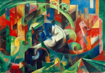 Runderen (Schilderij met runderen I) door Franz Marc